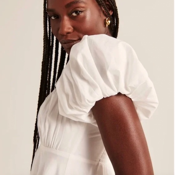 NWT Abercrombie & Fitch Ruched Puff Sleeve Mini Dress - Picture 4 of 8